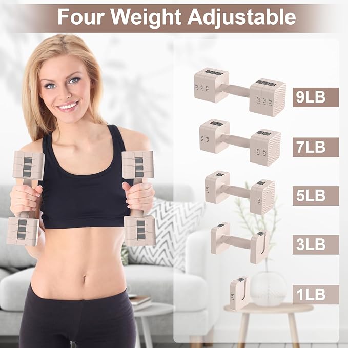 Hezeyferg Adjustable Dumbbells Set for Women/Men Home Gym | 18LBS 22LBS Adjustable Weight Dumbbells, Hand Weights Sets with Mutilple Levels, Full Body Workout
