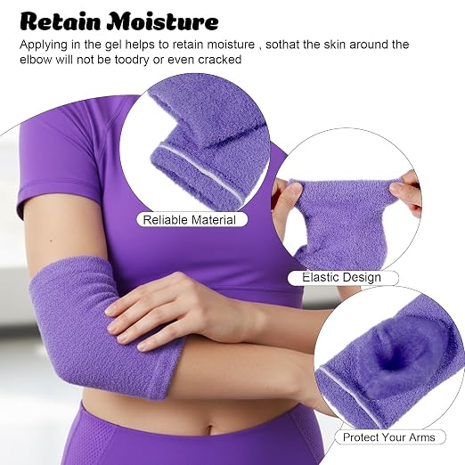 2 Pairs Elbow Moisturizing Sleeve,Elbow Pads for Women with Beauty Gel Moisturizing, Elbows Protectors for Elderly, for Moist Chapped Dry Skin Care,Cover Heel Socks,Elbows Sleeves