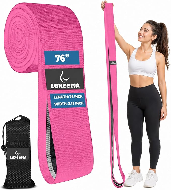 Premium 76" Extra Long Resistance Band for Working Out, 3" Wide Non-Slip Fabric Exercise Band for Stretching, Yoga, Strength Training & Physical Therapy
