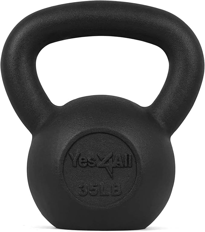 Yes4All Cast Iron Kettlebell, Strength Training Kettlebells 5-80 Lb (5,10,15,20,25,30,35,40,45,50,60,70,80 Lb) for Full Body Workout, Push up, Strength Training - Single & Kettlebell Set of 2 for Men