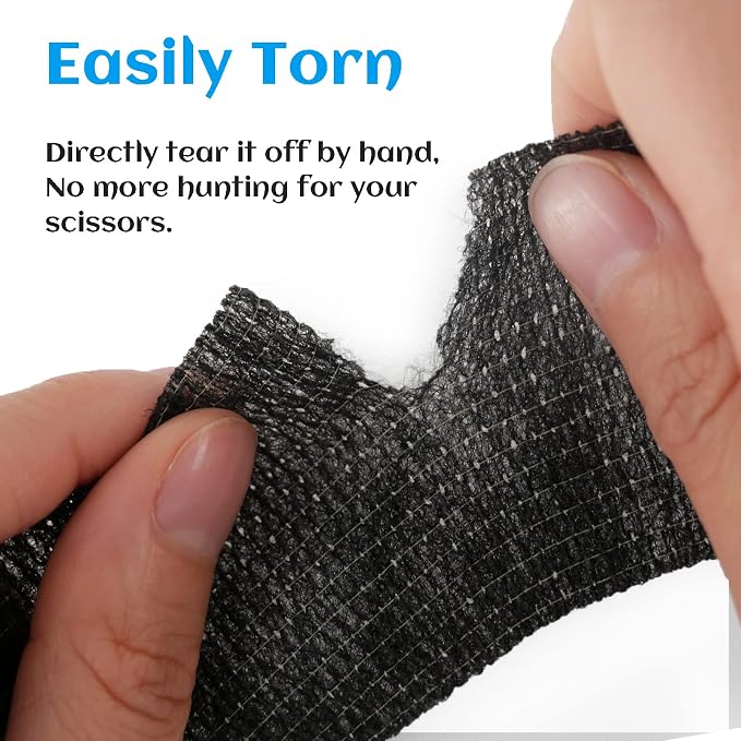 24 Rolls Black Elastic Self Adhesive Bandage Wrap 2 Inch, Breathable Cohesive Bandage, Ankle Sprains Swelling Medical First Aid Sports Athletic Grip Tape, Dogs Pet Vet Wrap