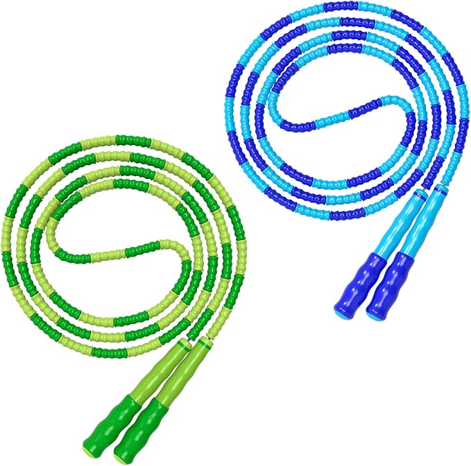 Leeboom Jump Rope, Adjustable Length Tangle-Free Segmented Soft Beaded Skipping Rope, Fitness Jump Rope for Kids, Man, and Women Weight Loss 9.2 Feet