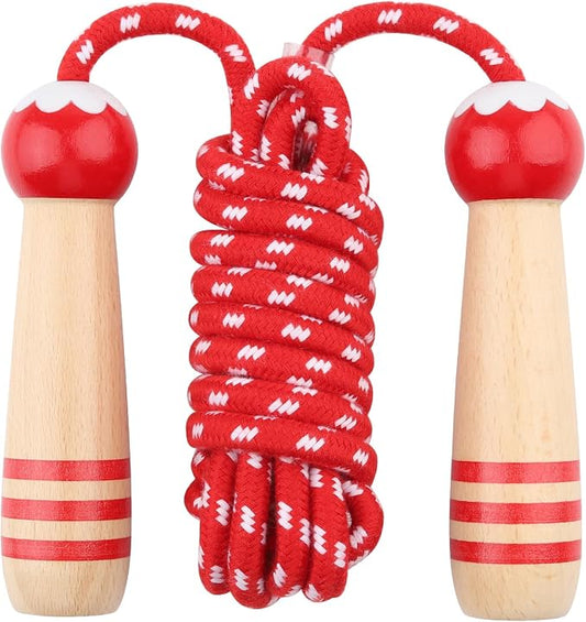 Jump Rope for Kids, Lorvain Adjustable Skipping Rope | Kids Jump Ropes with Wooden Handle for Girls Boys, Weighted Jumping Ropes for Fitness Workout Exercise Outdoor Fun Activity