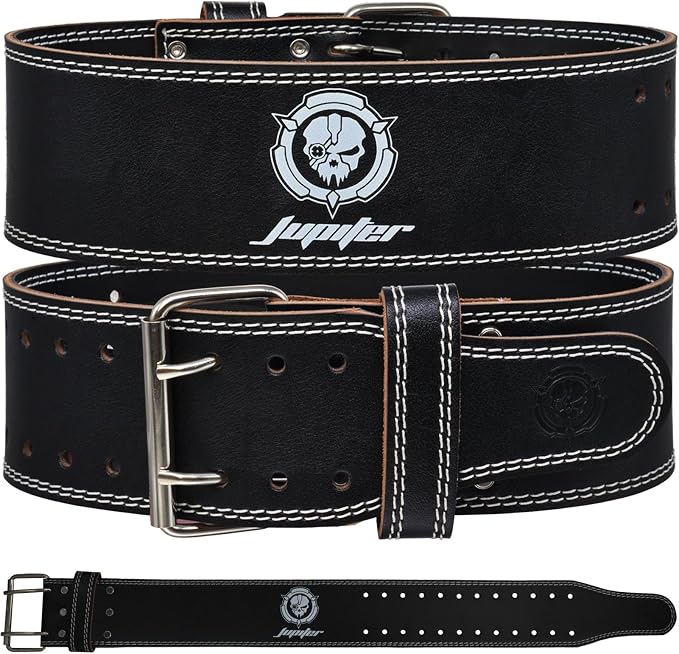 Weight lifting Belt (6mm Thick) - Genuine leather, offering back support. Double-pronged buckle, ideal for weightlifting, powerlifting, squats and deadlifts
