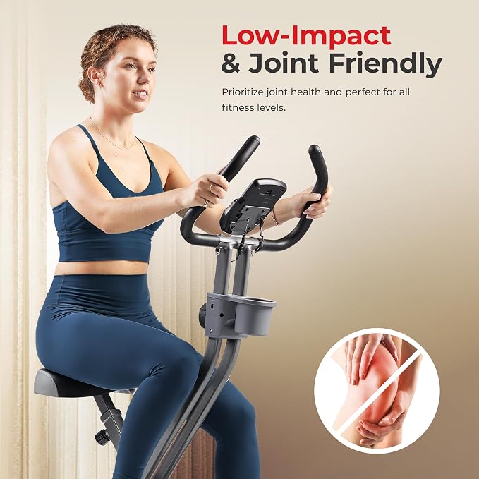 Sunny Health & Fitness Smart Foldable Magnetic X-Bike, Low-Impact Workouts