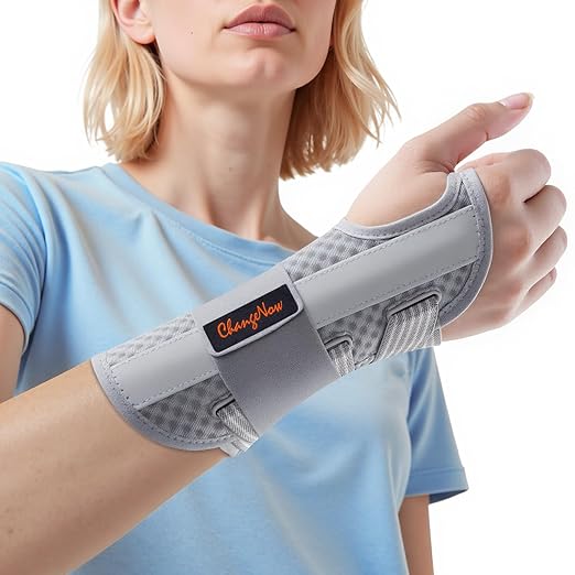 3-Splint Carpal Tunnel Wrist Brace Night Support, Right Hand Pain Relief | Adjustable Hand Brace for Tendonitis, Arthritis, Sprains & Strains, Wrist Support for Women & Men, Gray, L