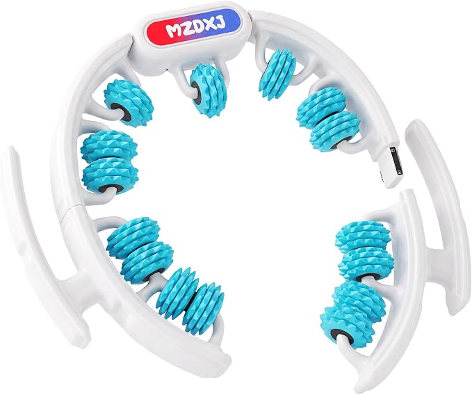 Cellulite Massage Tool, Anti-Cellulite Roller- Lymphatic Drainage Massager - Muscle Roller, Deep Fascia Massage, Dimpled Skin Removal, Legs/Thighs/Buttocks (15 Wheel - Cyan)