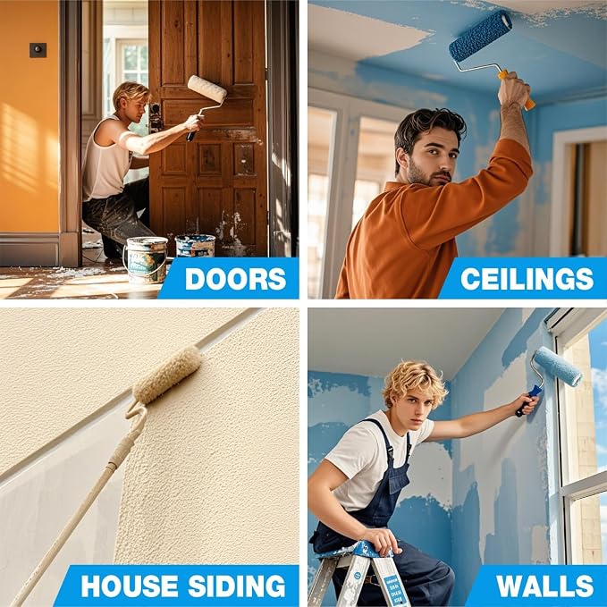 9 Inch Microfiber Paint Roller Covers, 1/2" Nap, 3-Pack | Paint Rollers for Wall & Ceiling Painting, Smooth and Textured Surfaces, Professional &Home Use