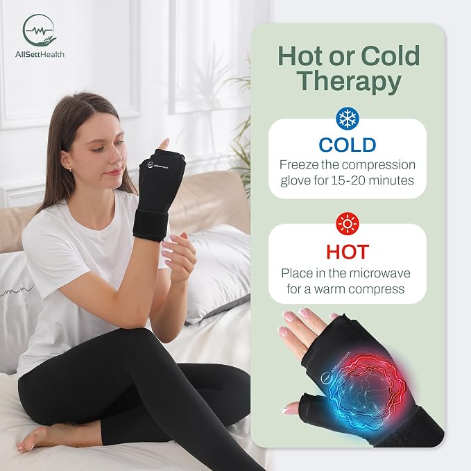 Wrist Ice Pack Wrap - Hot and Cold Gel Thumb & Hand Ice Pack Glove for Arthritis Relief | Microwavable & Freezer Safe, Dual Therapy for Carpal Tunnel, Tendonitis, Swelling, Targeted Relief for Hand | Ice Gloves for Wrist and Hand, Carpal Tunnel and Ten...