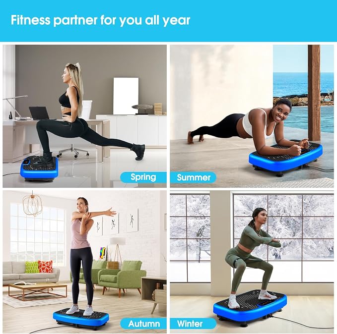 SoftGym Vibration Plate Exercise Machine for Lymphatic Drainage & Fitness | Quiet Heavy Duty 450lbs Capacity Platform, 120 Speeds Shake Machine with Resistance Bands for Home Muscle Activation