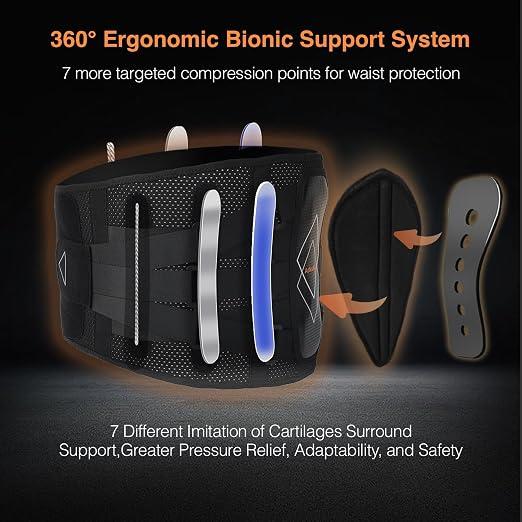 Back Brace for Lower Back Pain Women Men - 10x Maximum Compression and Adjustable - Lumbar Support Belt with 3D Pad - Ergonomic and Breathable 3D Material - for Herniated Disc,Sciatica (XXL)