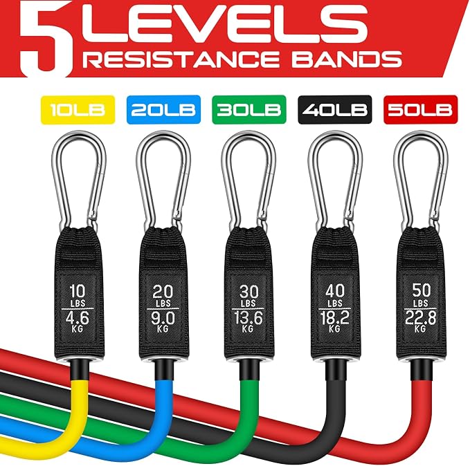 RENRANRING Resistance Bands for Working Out, 150LBS Exercise Bands, Workout Bands, Resistance Bands Set with Handles for Men Women, Legs Ankle Straps