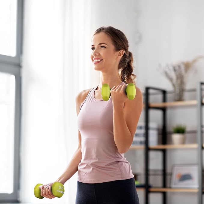 HolaHatha 1, 2 and 3 lb Neoprene Dumbbell Strength Training Weight Set with Rack