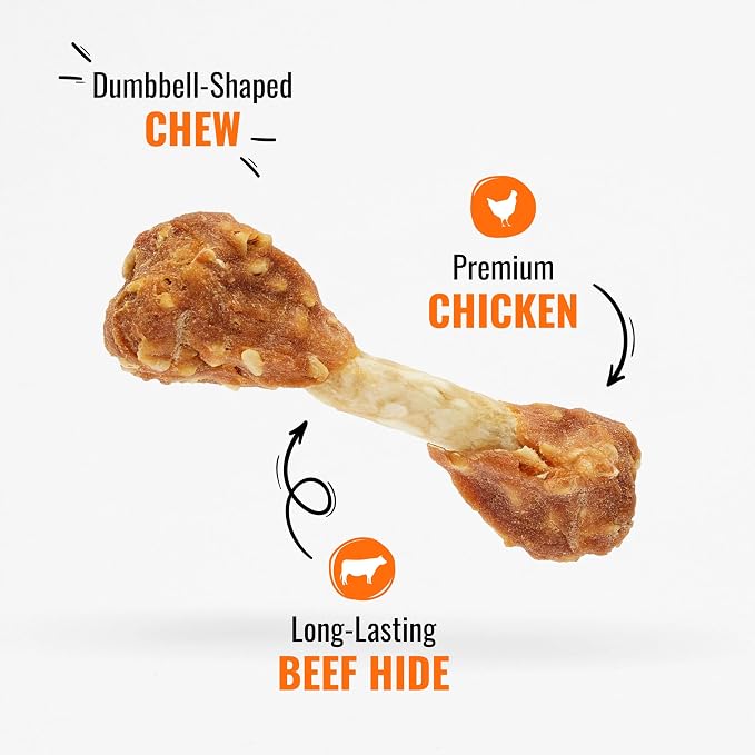 Good ’n’ Fun Chicken Flavored Dumbbells 4 Ounces, Rawhide Snacks for Small Dogs