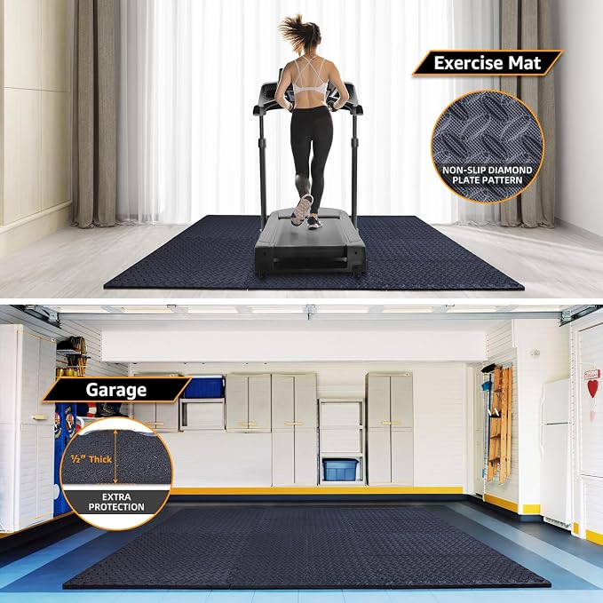 24 Pack, 96 SQFT - 24" x 24" - 1/2" Extra Thick Floor Exercise Mat for Home Gym or Floor Padding - High-Density EVA Interlocking Foam Floor Tiles for Gym Equipment, Play Area | Yoga, Cardio, Weights