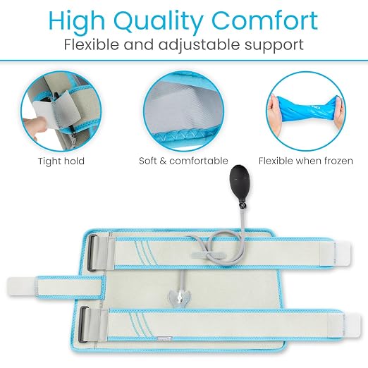 Vive Compression Elbow Ice Pack Wrap w/Inflatable Pump - Pain Relief | Fractures, Tendonitis, Tennis Elbow & Post Surgery Recovery - Adjustable Hot & Cold Therapy Brace - Arctic Flex Gel