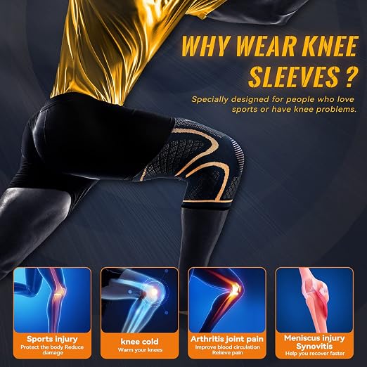 Copper Knee Braces for Men and Women (2 pack) -Knee Supports Copper Compression Knee Sleeve for Knee Pain, Arthritis, Sports and Recovery Support (Small)