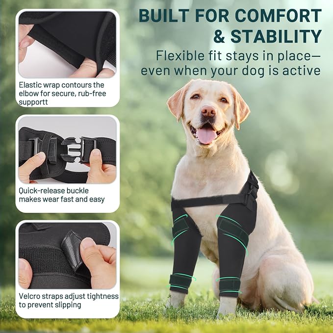 Dog Elbow Protector Brace, Dog Leg Sleeves Anti-Licking for Hygroma, Calluses & Arthritis Relief–Adjustable Dogs Elbows Pads & Shoulder Brace for Elbow Dysplasia and Injury Recovery,Both Leg M