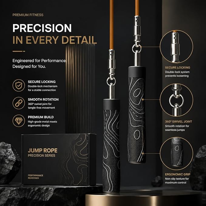 Weighted Jump Rope for Men Women -Interchangeable 1/5lb 1/4lb 1/2lb Heavy jump ropes - 360 Degree Spin - Length Adjustable,Ergonomics Leather Grip Skipping Rope for Fitness Weight Loss & More