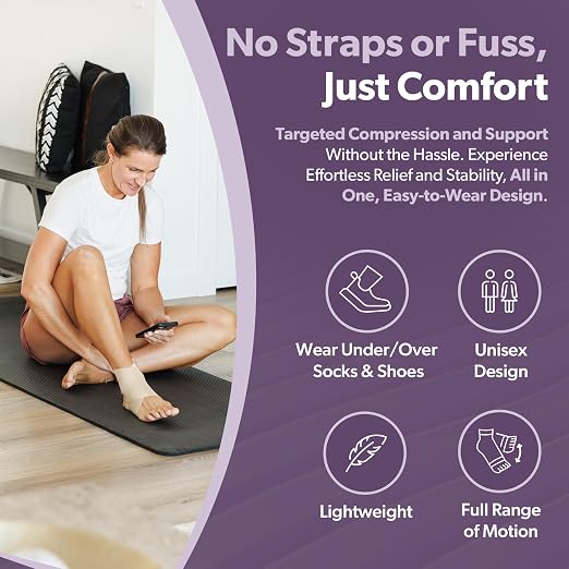 BraceAbility Ankle Compression Sleeve, Ankle Support Brace for Sprained Ankle, Swelling, Tendonitis, Foot Compression Wrap for Running, Ankle Support for Women and Men (Large - Beige)