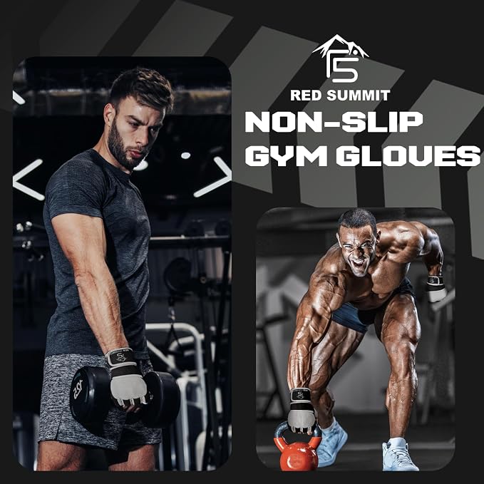 Weight Lifting Gym Gloves for Men & Women, Workout Exercise Gloves with Wrist Support & Anti-Slip Palm for Hanging, Rowing, Pullups, Bodybuilding, Powerlifting & Calisthenics