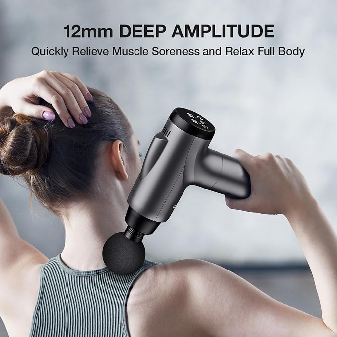 OLsky Massage Gun Deep Tissue 30 Speeds 9 Attachments Handheld (Grey) | Electric Muscle Massager, High-intensity Percussion, Massage Device for Pain Relief, Quiet and Powerful, Ideal for Recovery