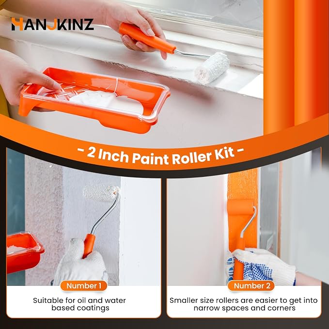 2 Inch 20 Pack Paint Roller Kit with Foam & Microfiber | High-Density Foam Roller and 3/8" Nap Microfiber Covers, Ideal for Touch-Ups On Walls, Doors, Cabinets, and Crafts