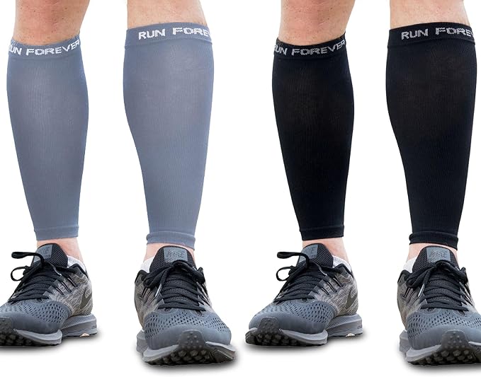 Run Forever Calf Compression Sleeve for Men & Women, 20-30mmHg Compression | Leg Sleeve for Shin Splints, Varicose Veins, Swelling & Pain Relief | Footless socks for Running, Cycling & Travel