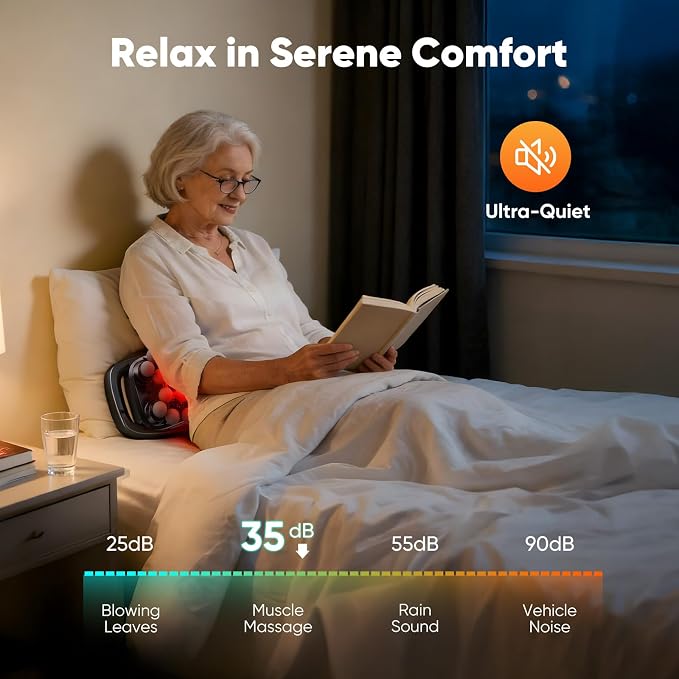 20-Head Massage Gun, 3 Modes and 30 Speed Levels | 20-head wide coverage, quiet 35 dB operation, Type-C charging, and up to 6 hours of cordless use for full-body relaxation.