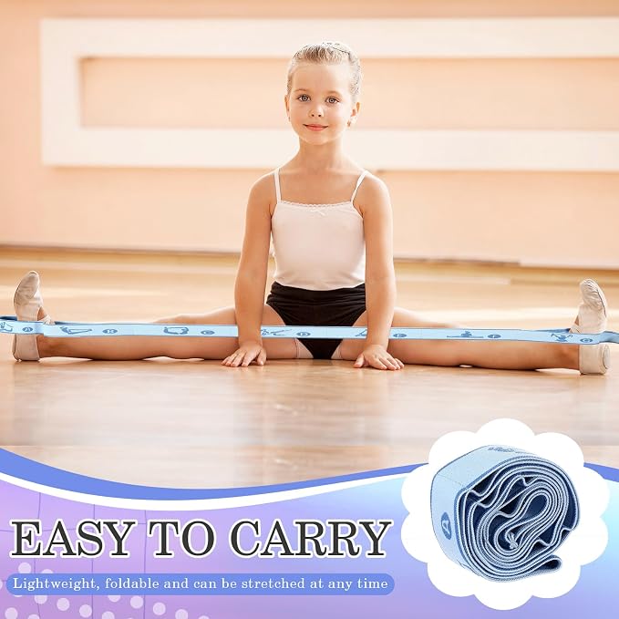 Stretch Strap for Kids Elastic Gymnastic Stretching Ballet Dance Band with 8 Loops Adjustable Exercise Training Resistance Strap for Children Stuff Pilates Latin Yoga Equipment