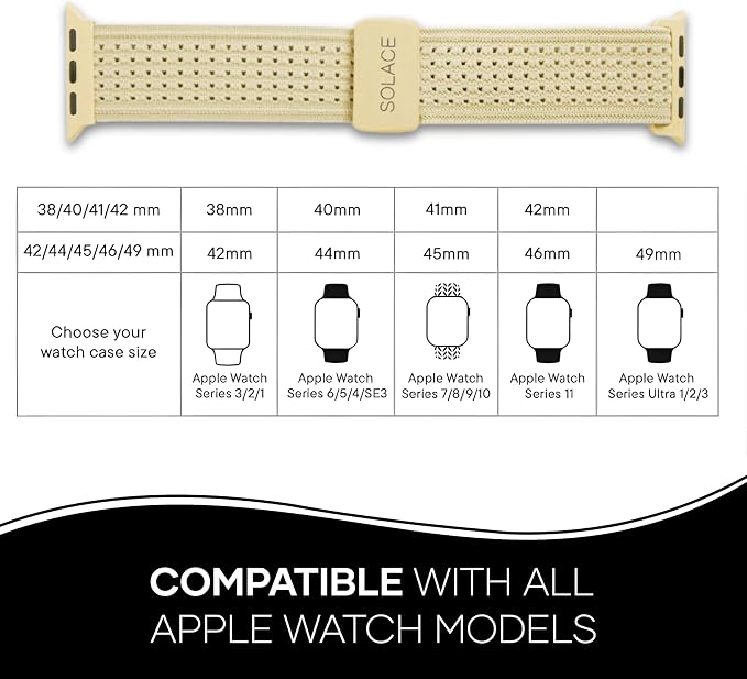 Solace Sport Adapt Bands - Apple Watch Bands, Breathable Nylon with Magnetic Clasp, Unisex Smart Watch Band, Apple Watch Strap