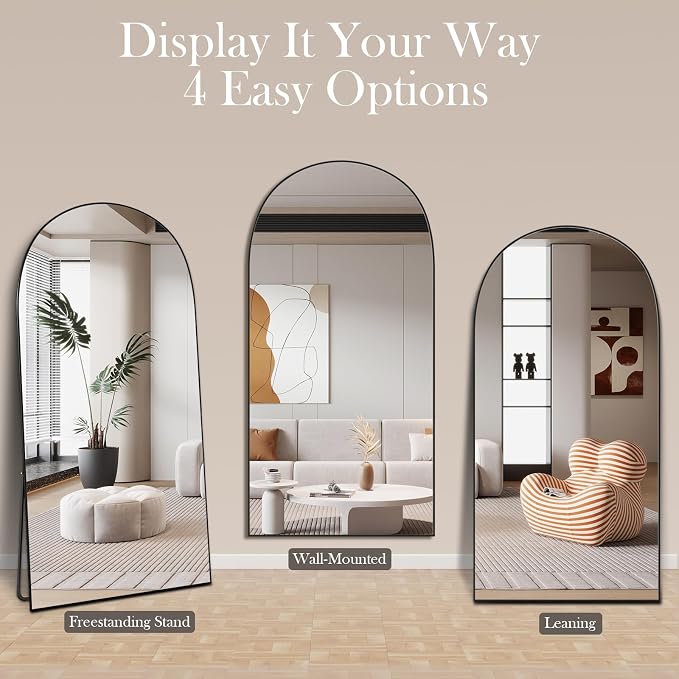71''x32'' Exercise Mirror for Home Gym Full Length Arched Black Frame, Garage Gym Wall Mirror Aluminum Alloy Frame, Large Workout Mirrors Tempered Glass for Yoga, Bedroom, Dance Studio, Living Room