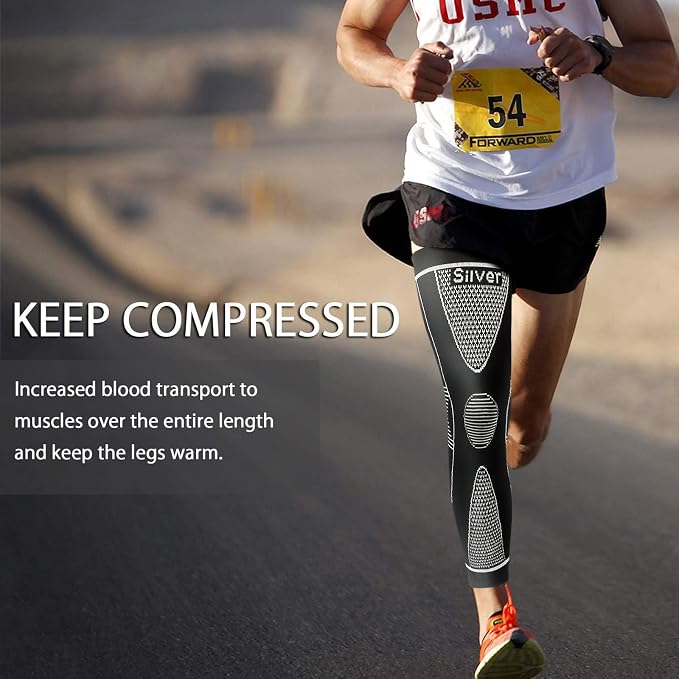 SKDK Full Leg Sleeves Long Compression Leg Sleeve Knee Sleeves Protect Leg, for Man Women Basketball, Arthritis Cycling Sport