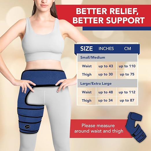 Dr. Arthritis Hip Brace, Adjustable Sciatic Nerve Brace & Stabilizer for Pulled Muscles & Injury Recovery, Hamstring Compression Sleeve Support, Sciatica Pain Relief Devices for Men & Women (S/M, Navy)