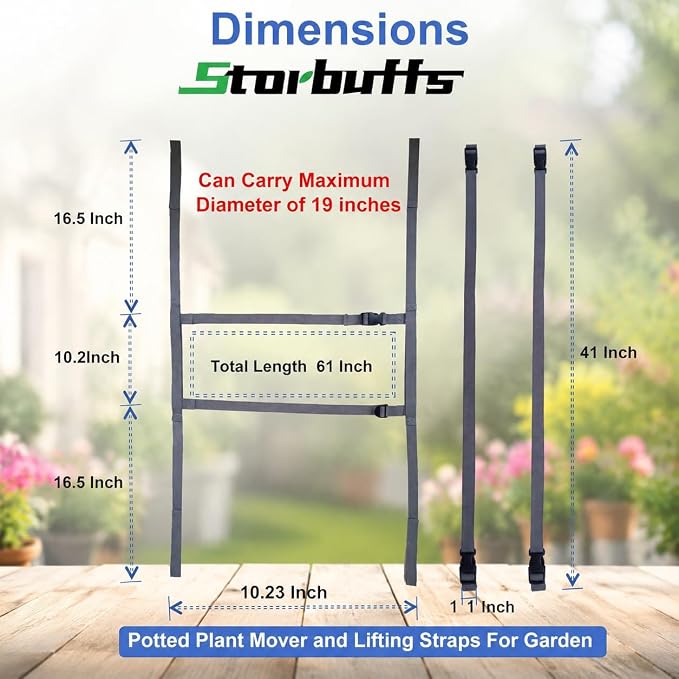 Potted Plant Mover and Lifting Straps for Garden, Landscaping Lifting Straps, Move Heavy Garden Objects: Flower Pots, Planters, Trees, Rocks,Pot Tool,Gray
