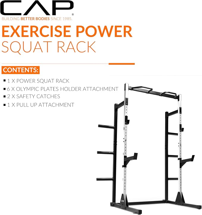 CAP Barbell Power Rack with Pull Up Bar & Attachments - Multiple Colors