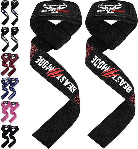 BEAST RAGE Lifting Wrist Straps for Weightlifting, Straps Gym Grip Power Workouts Lifting Straps Padded Neoprene & Premium Cotton Men Women, Deadlift Bodybuilding Exercise Lifting Straps
