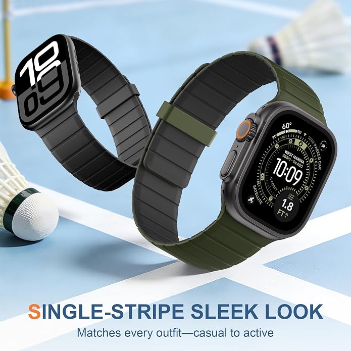 SNBLK Magnetic Band Compatible with Apple Watch Bands for Men 44mm 45mm 46mm 49mm 42mm 41mm 40mm 38mm Women, Secure Silicone Sport Loop Magnet Strap for iWatch Ultra 3 2 1 SE Series 11 10 9 8 7 6 5 4