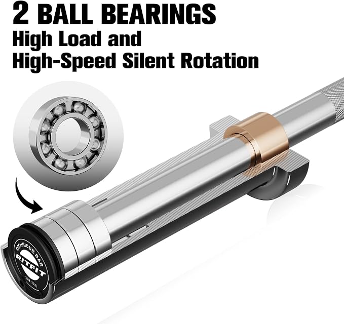 RitFit Barbell Weight Set - 4/6FT Olympic Barbell with Weight Plates (55-115LB Total) - Weightlifting Equipment for Squats, Curls, Deadlifts, Presses, Hip Thrusts
