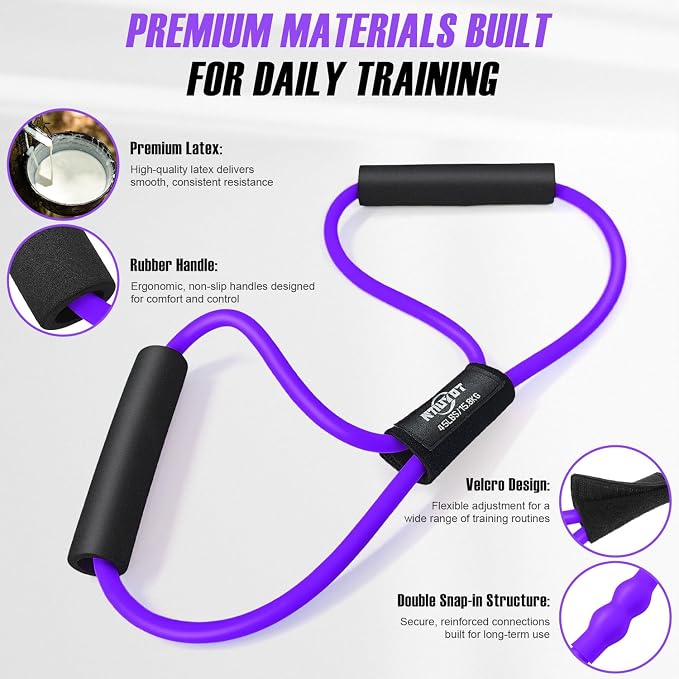 Upgraded Durable Pedal Resistance Band with Handle and Figure 8 Resistance Band Set, Stretch Bands for Exercise, Full Body Workout Equipment for Core Abs Waist Arms Back Stretching Training