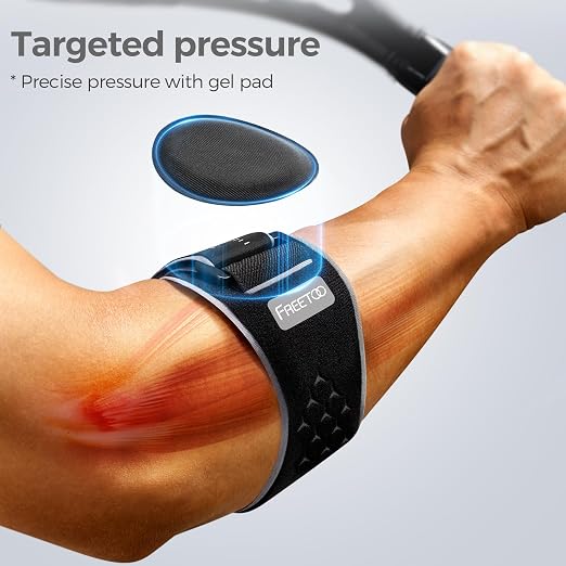 FREETOO Tennis Elbow Brace for Men Women for Tendonitis,Golfers Elbow | Tennis Elbow Strap Band,Forearm Brace,Counterforce Brace,Lateral Medial Epicondylitis,Gel Pad,Adjustable,Compression