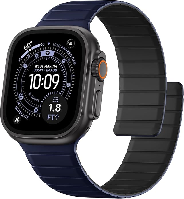 SNBLK Magnetic Band Compatible with Apple Watch Bands for Men 44mm 45mm 46mm 49mm 42mm 41mm 40mm 38mm Women, Secure Silicone Sport Loop Magnet Strap for iWatch Ultra 3 2 1 SE Series 11 10 9 8 7 6 5 4