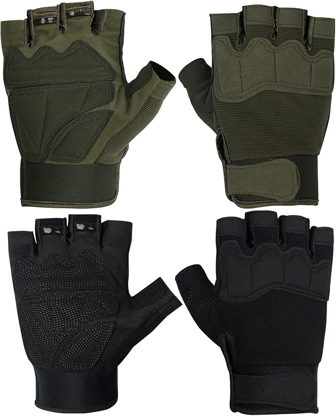 FIORETTO Fingerless Gloves for Men, Breathable Grip Palm Gloves for Motorcycle Riding, Driving, Cycling, Exercise, Workout, Climbing, Hiking and Outdoor Activities M210603