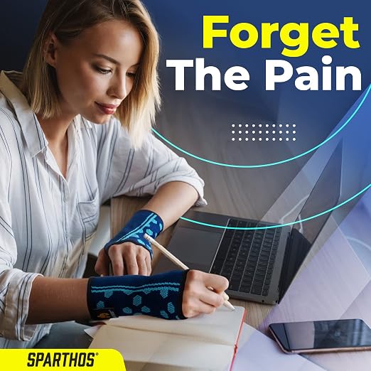 Sparthos Wrist Compression Sleeves (Pair), Carpal Tunnel Brace - Blue-XL