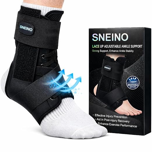 Lace up Ankle Brace for Women & Men - Ankle Support Brace for Sprained Ankle, Ankle Stabilizer for Achilles,Tendon,Sprain,Injury Recovery, Sports, Running, Basketball, (X-Large) | Breathable fabric, adjustable fit, support for Achilles tendonitis, ankl...