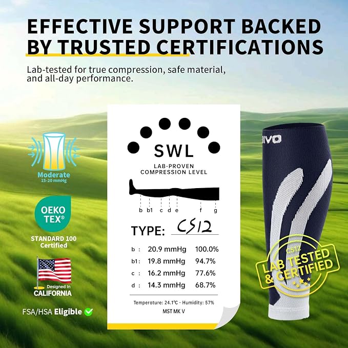 CAMBIVO Calf Compression Sleeve for Shin Splints & Running Support-3 Pairs | Leg sleeves for men & women, 15-20mmHg footless compression socks for gym & recovery, varicose veins
