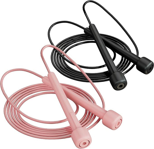 2 Pack Jump Rope for Fitness, Speed Rope Skipping Rope for Men and Women, Jumping Rope for Workout, Tangle-Free PVC Long Jump Rope Set, Adjustable Exercise Jumping Rope Boxing for Adult
