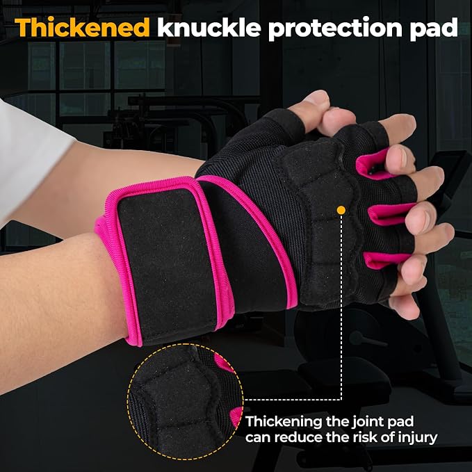 Workout Gloves for Men - Gym Weight Lifting Padded Gloves with Wrist Wrap Support, Full Palm Protection & Silicone Grip Gym Gloves, Exercise, Cross Training, Fitness, Pull-up