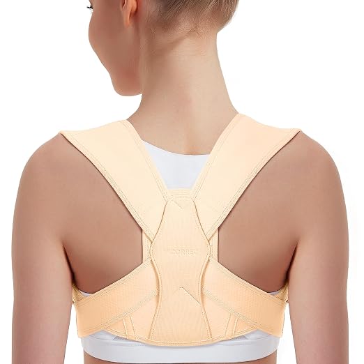 Posture Corrector for Women and Men, Adjustable Upper Back Brace for Clavicle Support and Providing Pain Relief from Neck, Shoulder, and Upper Back (Beige, Large/XLarge)