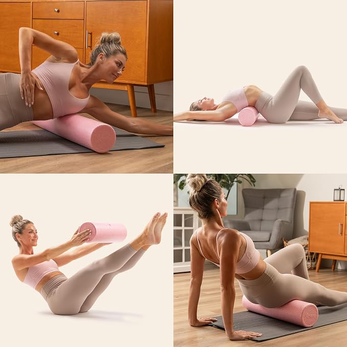 Sunny Health & Fitness 12" Pink High-Density Yoga Foam Roller | Muscle Relief, Physical Therapy, Post-Workout Recovery, Improved Flexibility, Home, Gym, Rehab Use, Full-Body Use